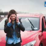 a woman after a car accident