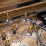 Cups for cupping lined up in drawer